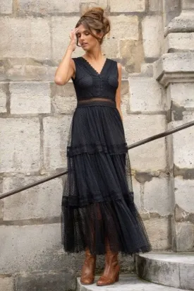 Aali Tiered Tulle Midi Dress