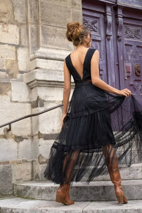 Aali Tiered Tulle Midi Dress