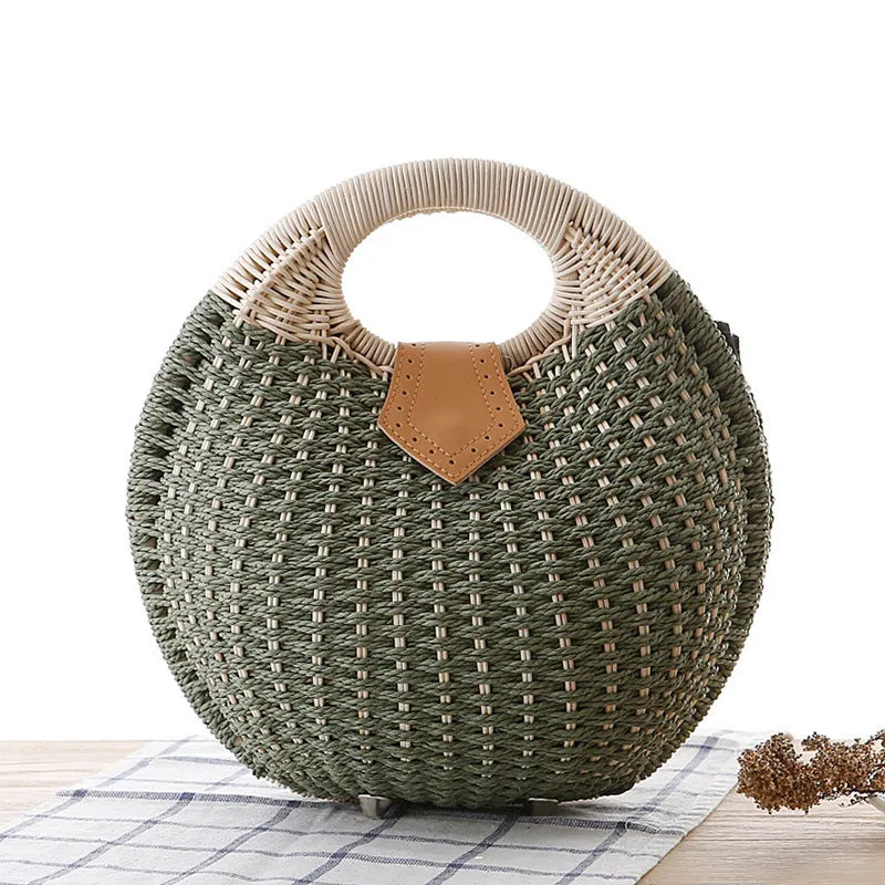 Anna  Runder Damenhandtasche aus Rattan