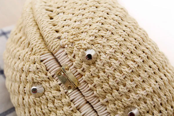 Anna  Runder Damenhandtasche aus Rattan
