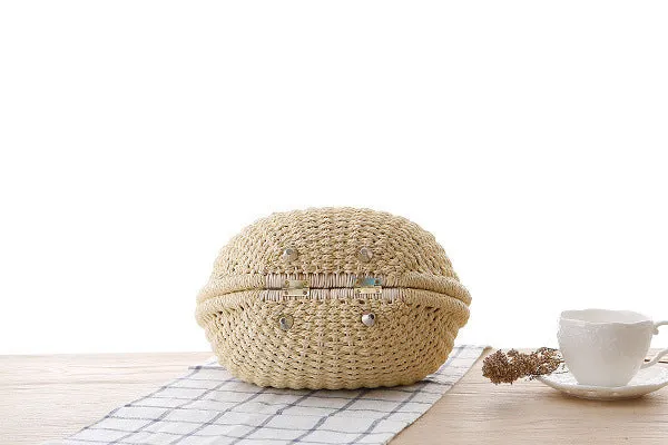 Anna  Runder Damenhandtasche aus Rattan