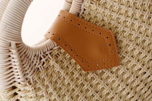 Anna  Runder Damenhandtasche aus Rattan