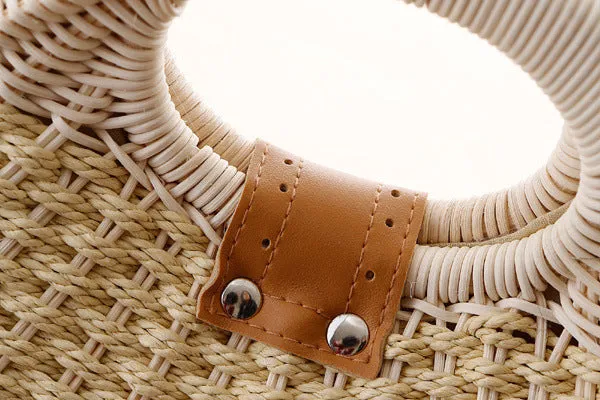 Anna  Runder Damenhandtasche aus Rattan