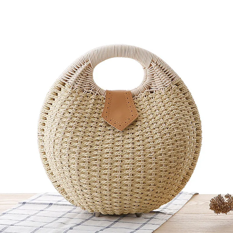 Anna  Runder Damenhandtasche aus Rattan