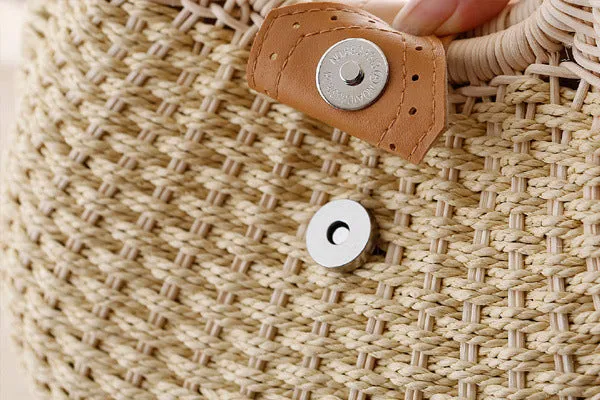 Anna  Runder Damenhandtasche aus Rattan