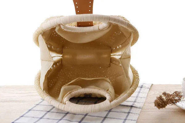 Anna  Runder Damenhandtasche aus Rattan
