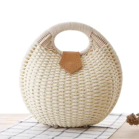Anna  Runder Damenhandtasche aus Rattan