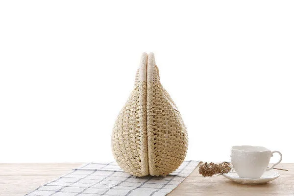 Anna  Runder Damenhandtasche aus Rattan