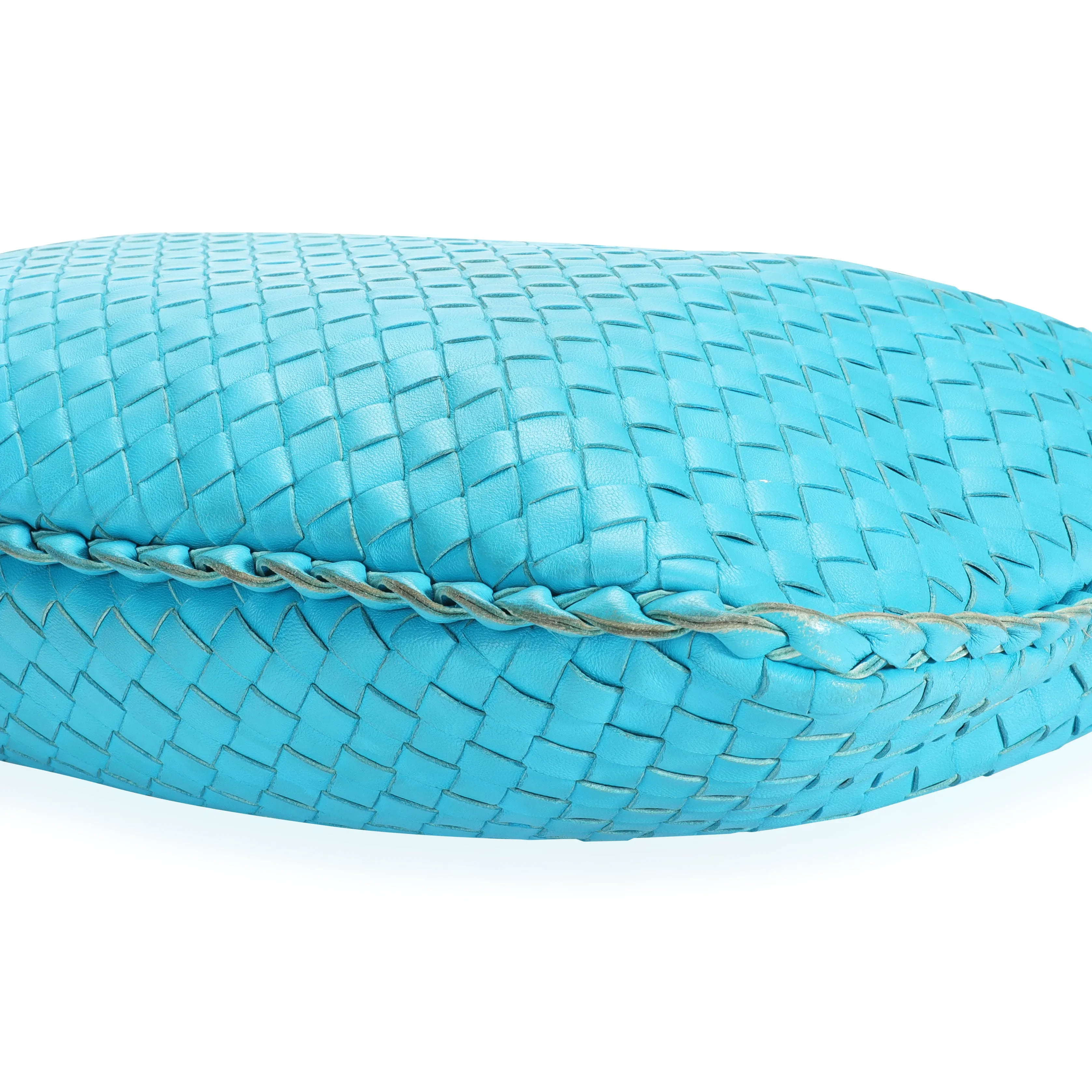 Bottega Veneta Turquoise Intrecciato Leather Medium Veneta Hobo
