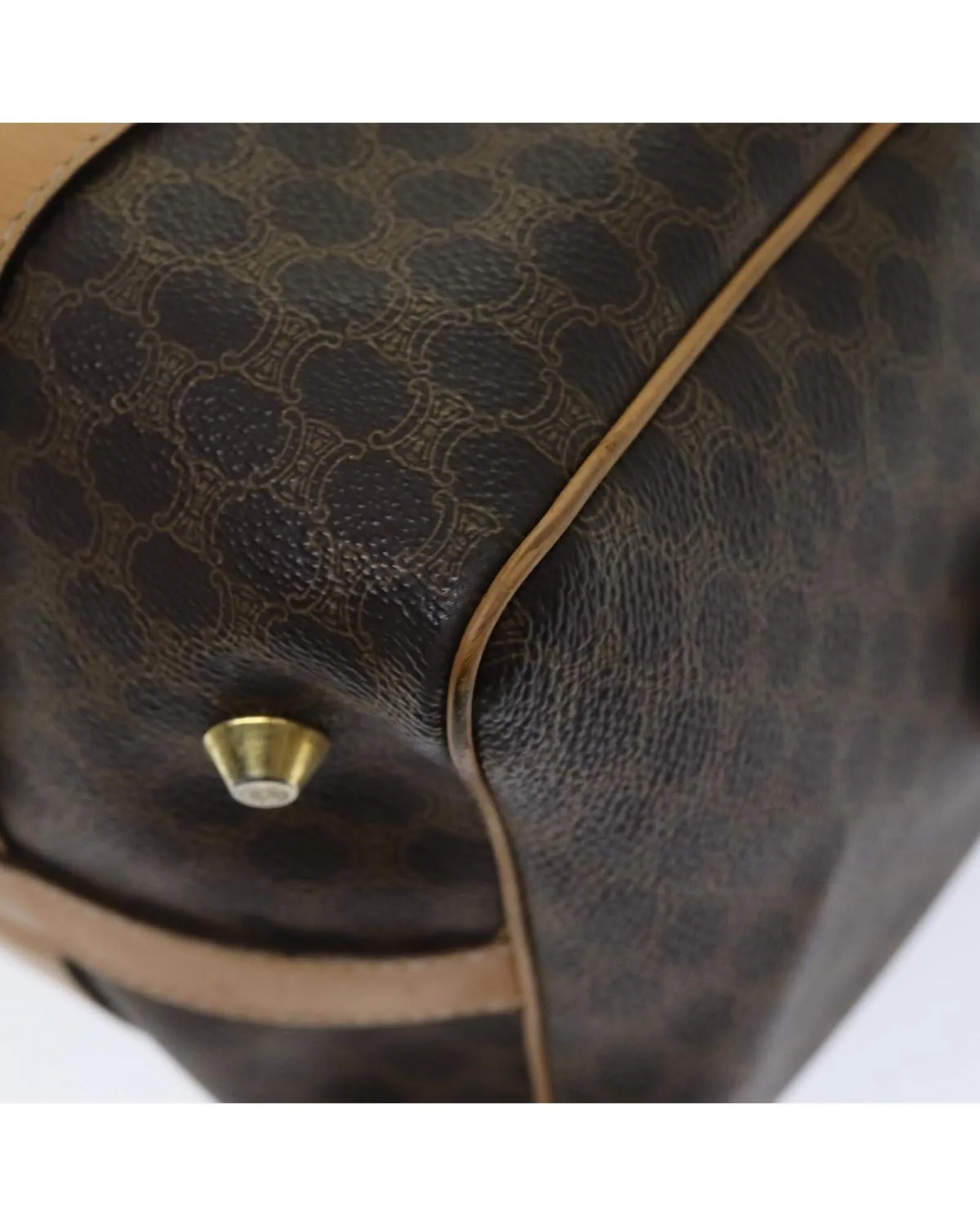 Canvas Boston Bag with PVC Leather Accents in Brown - Celine Authenticated (SKU: ep4183)
