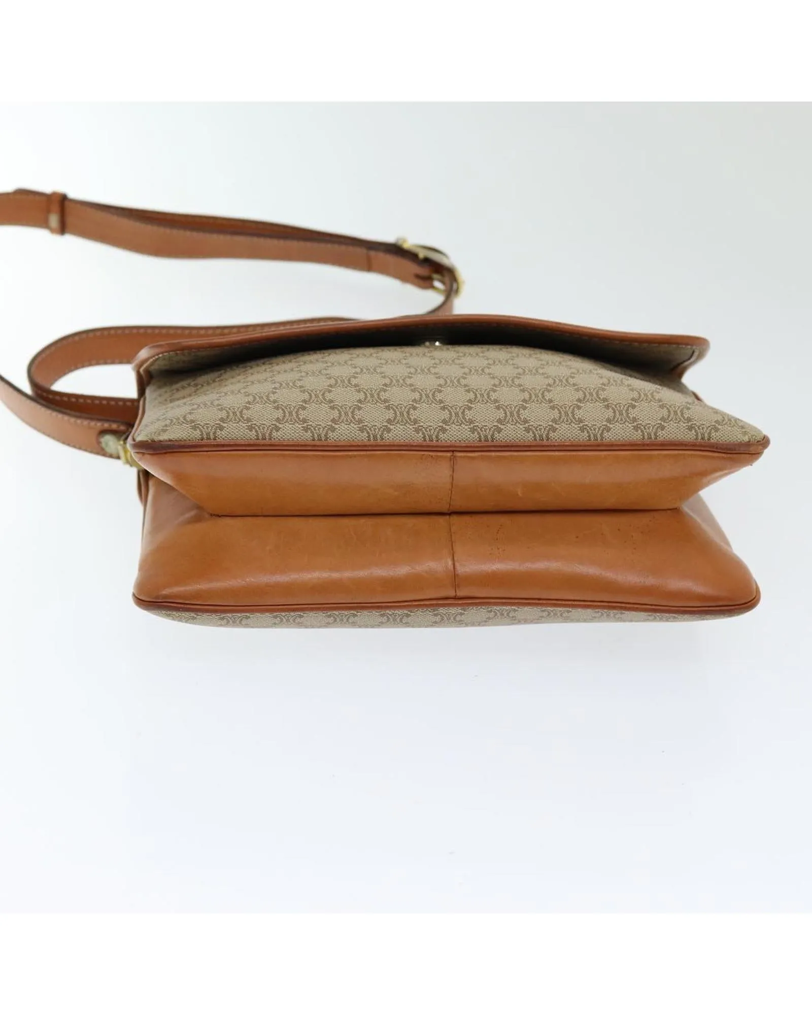 Canvas Shoulder Bag with PVC Leather Detail in Beige by Celine