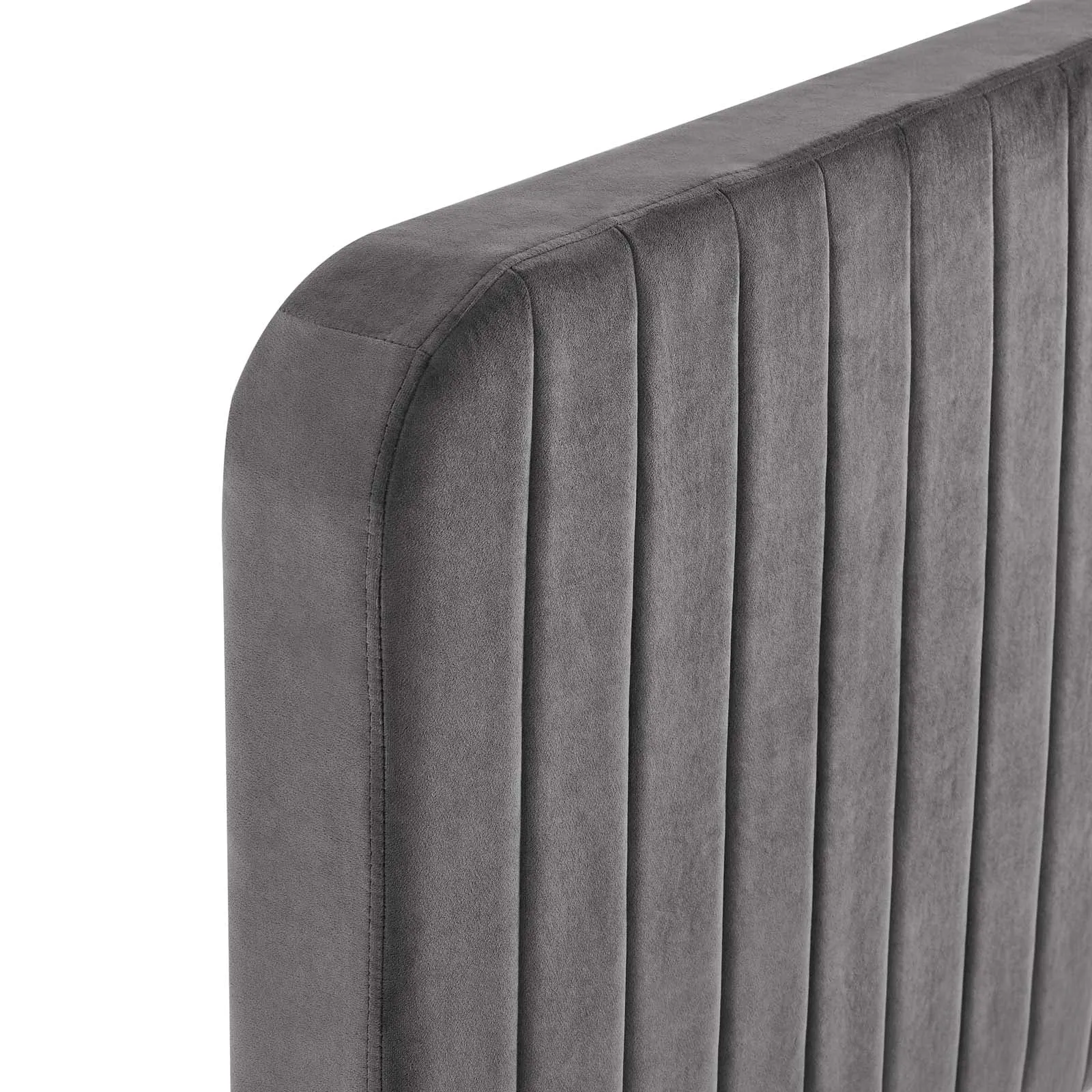 Celine Channel Tufted Performance Velvet Twin Platform Bed Gray MOD-6336-GRY