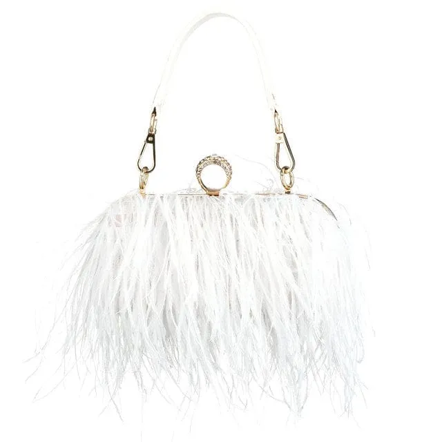 Luxury Ostrich Feather Evening Bags For Women