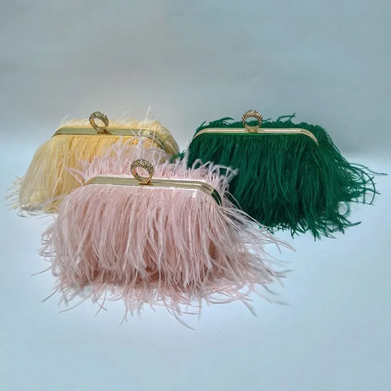 Luxury Ostrich Feather Evening Bags For Women