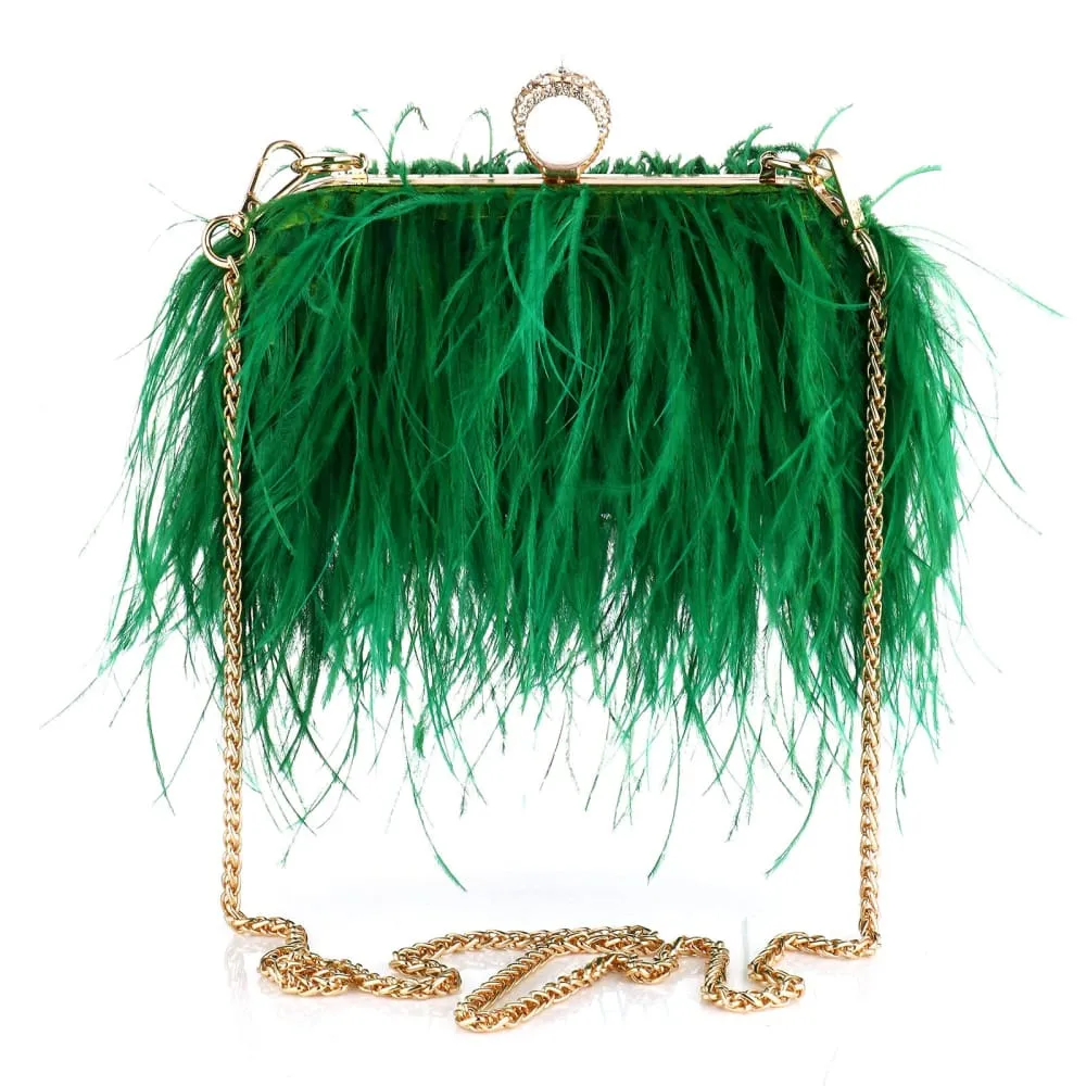 Luxury Ostrich Feather Evening Bags For Women