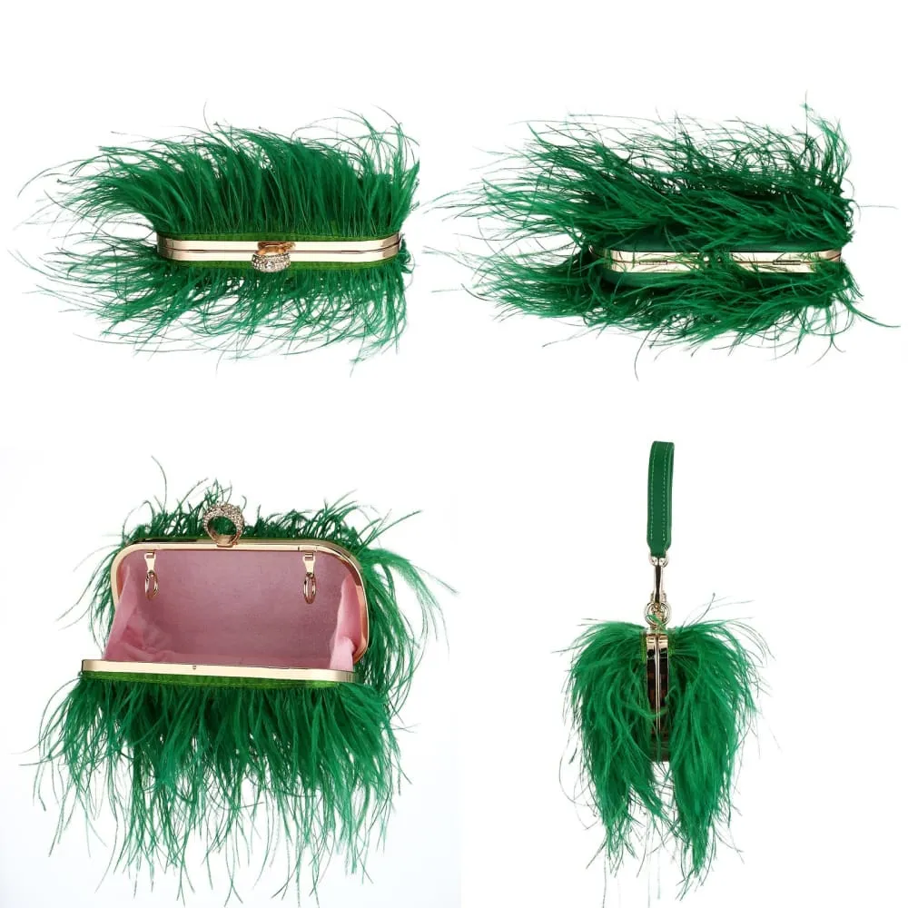 Luxury Ostrich Feather Evening Bags For Women