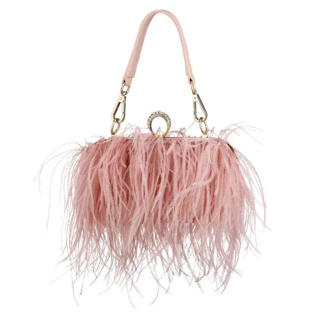 Luxury Ostrich Feather Evening Bags For Women