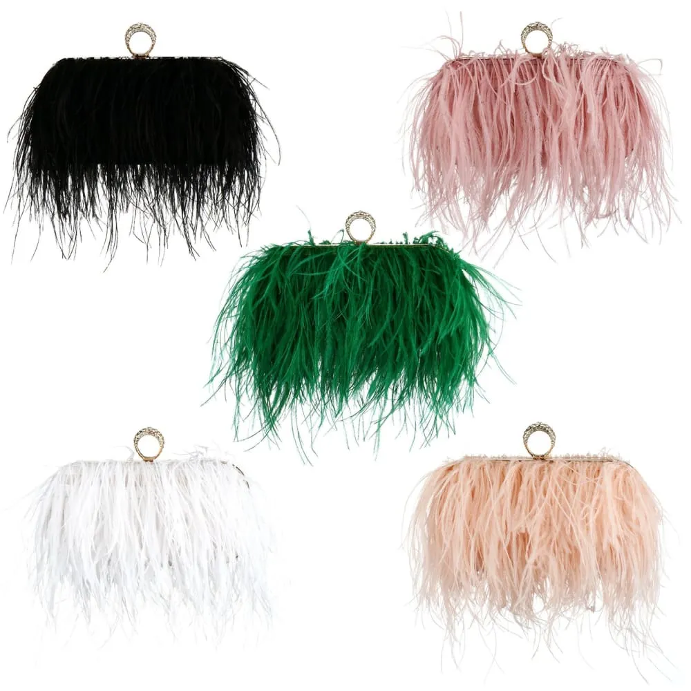 Luxury Ostrich Feather Evening Bags For Women