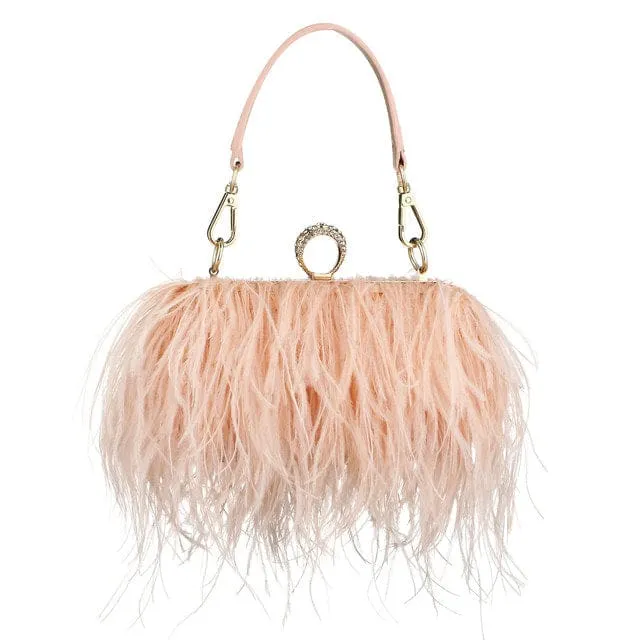Luxury Ostrich Feather Evening Bags For Women