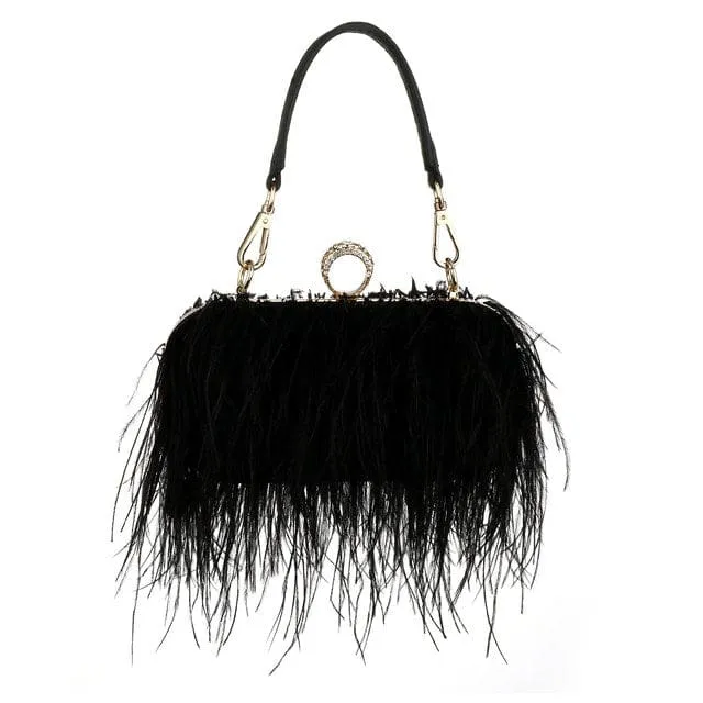 Luxury Ostrich Feather Evening Bags For Women
