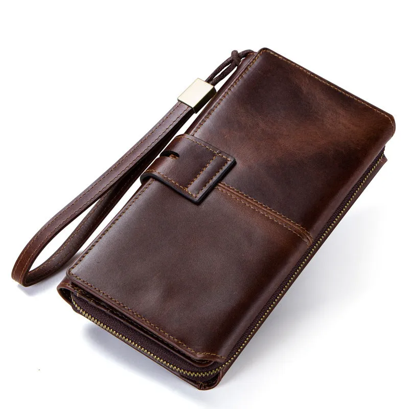 Men's Leather Wallet Leather Purse Hand Bag Clutch Bag Card Package Storage Bag For Gift