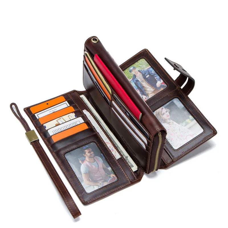 Men's Leather Wallet Leather Purse Hand Bag Clutch Bag Card Package Storage Bag For Gift