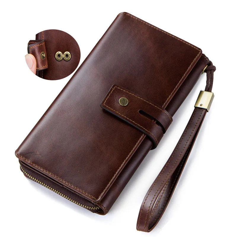 Men's Leather Wallet Leather Purse Hand Bag Clutch Bag Card Package Storage Bag For Gift