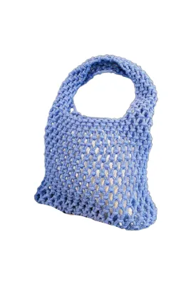 Mini Woven Knit Tote Bag (Blue)