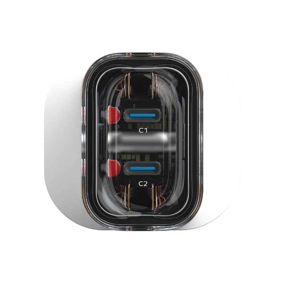 MOMAX 1 CHARGE FLOW PD 35W GAN Wall Charger 2 Ports - UK - Transparent White