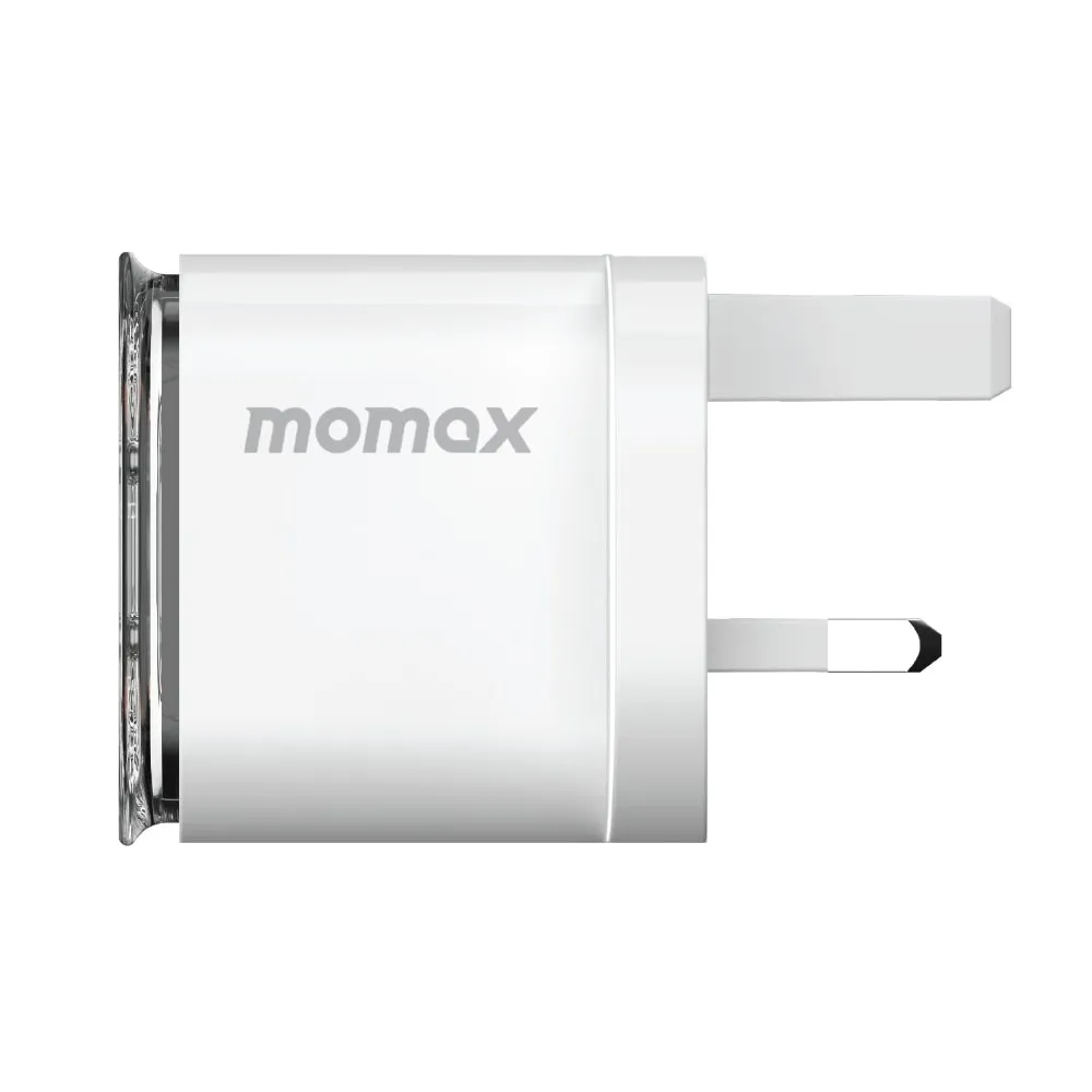 MOMAX 1 CHARGE FLOW PD 35W GAN Wall Charger 2 Ports - UK - Transparent White