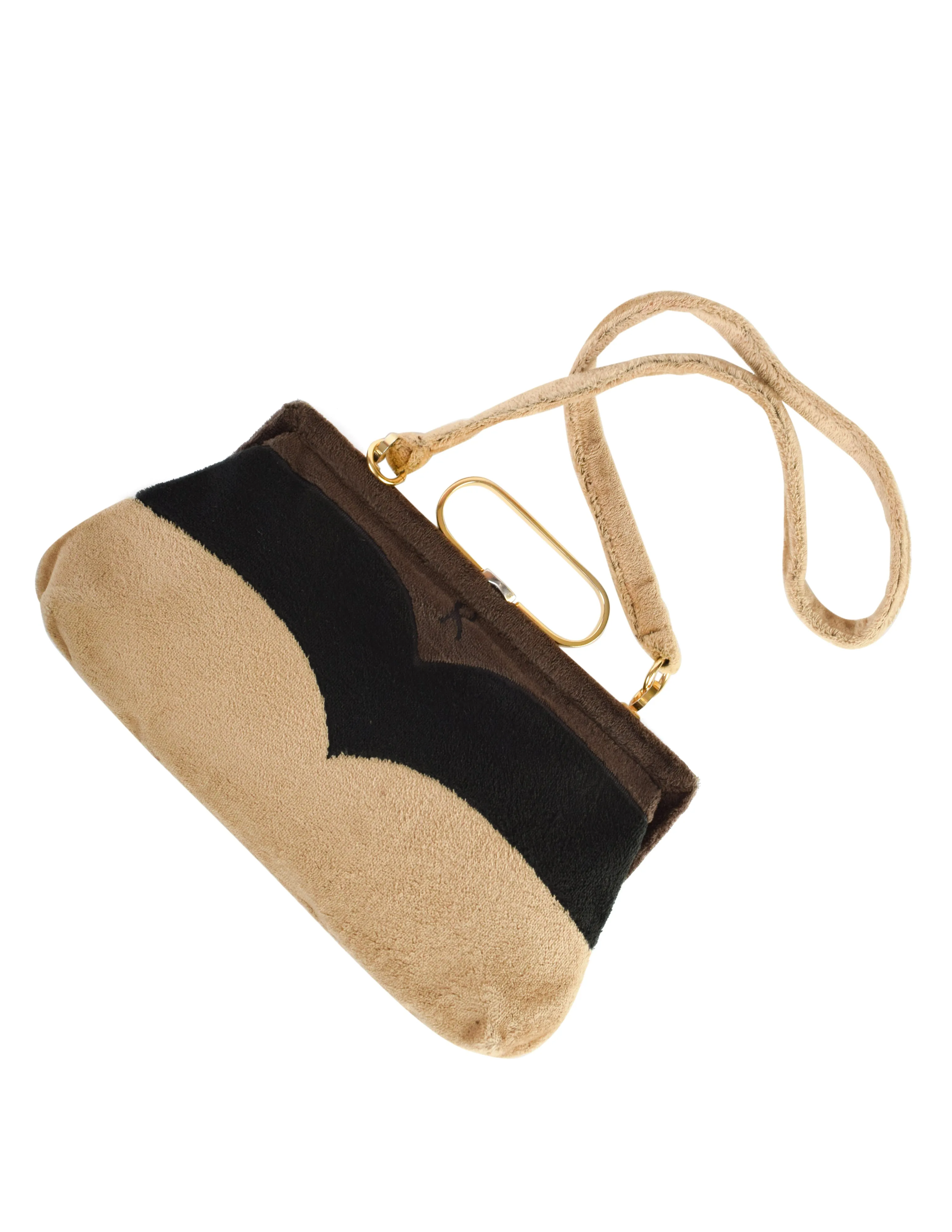 Roberta di Camerino Vintage 1970s Brown and Black Velvet Handbag