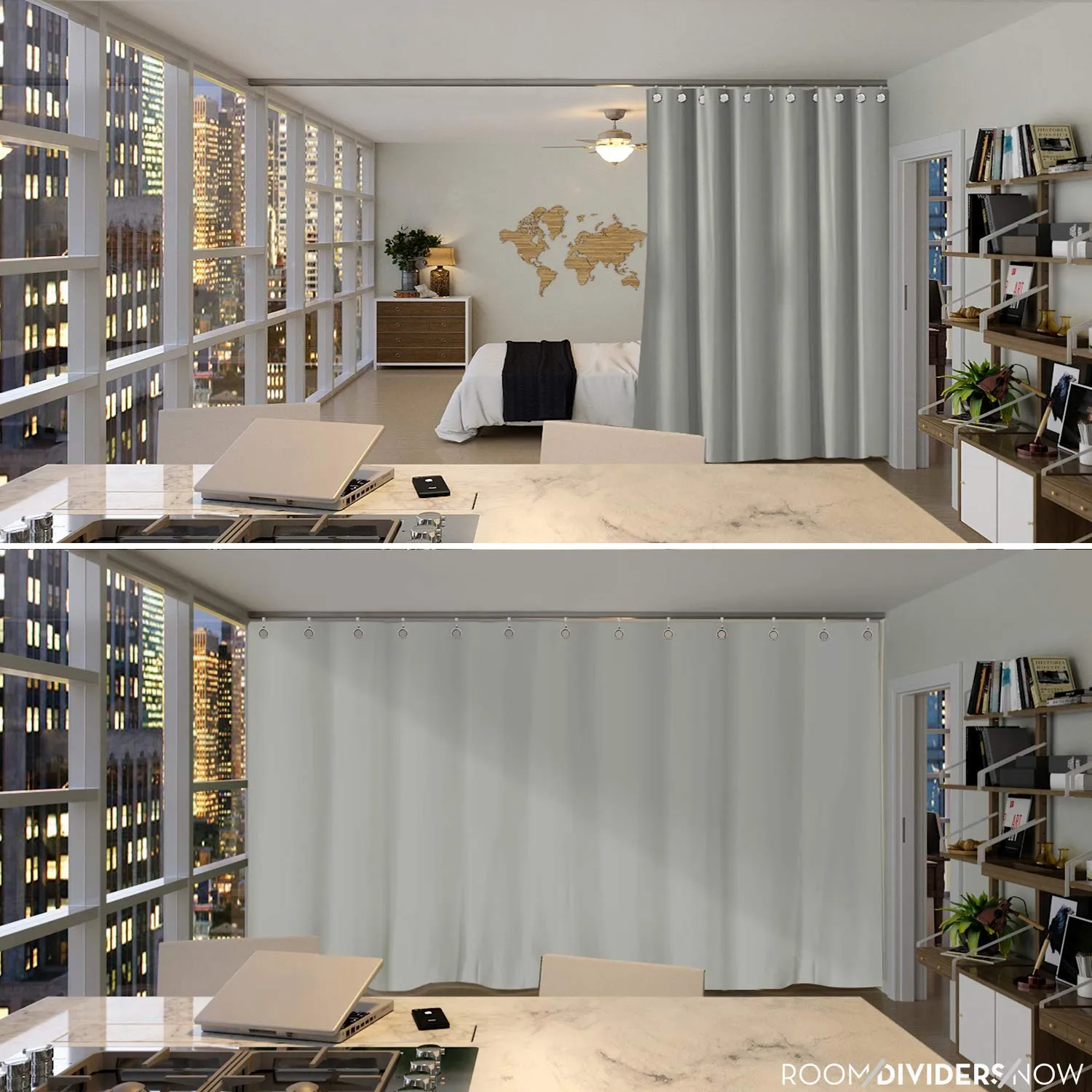 Room Divider Curtain, 9ft Tall X 15ft Wide (Stone White)