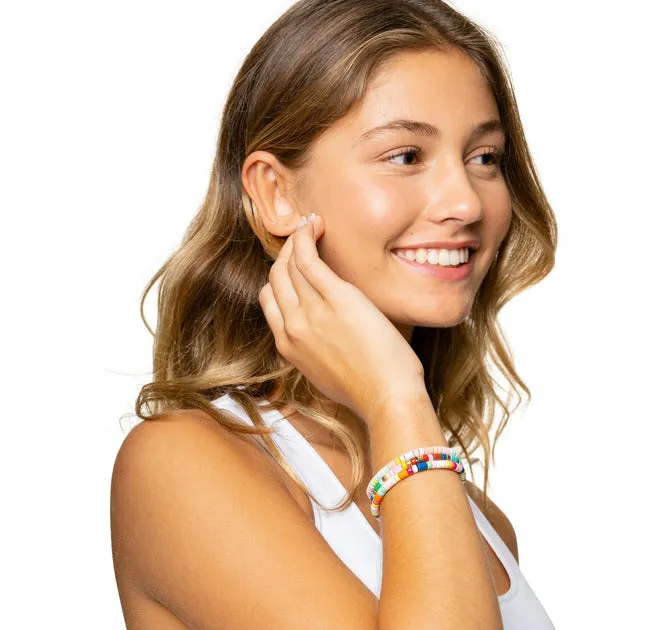 Sprinkles 2: Bright Colored White Pull On Bracelet