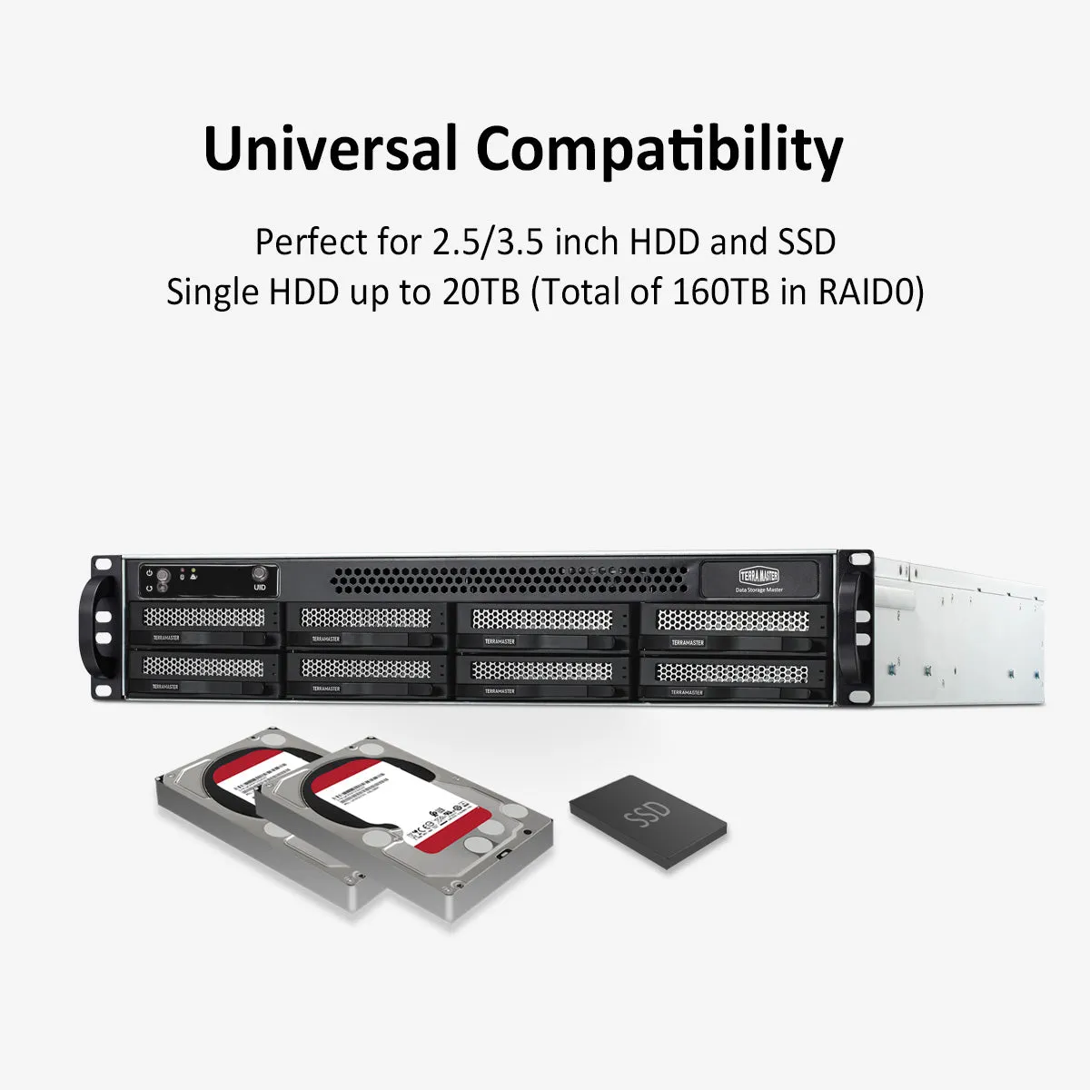 TERRAMASTER U8-423 2.5GbE NAS Rackmount 2U 8-Bay High Performance for SMB with Intel Quad-core CPU, 4GB DDR4, 2.5GbE Port x 2, Network Storage Server (Diskless)