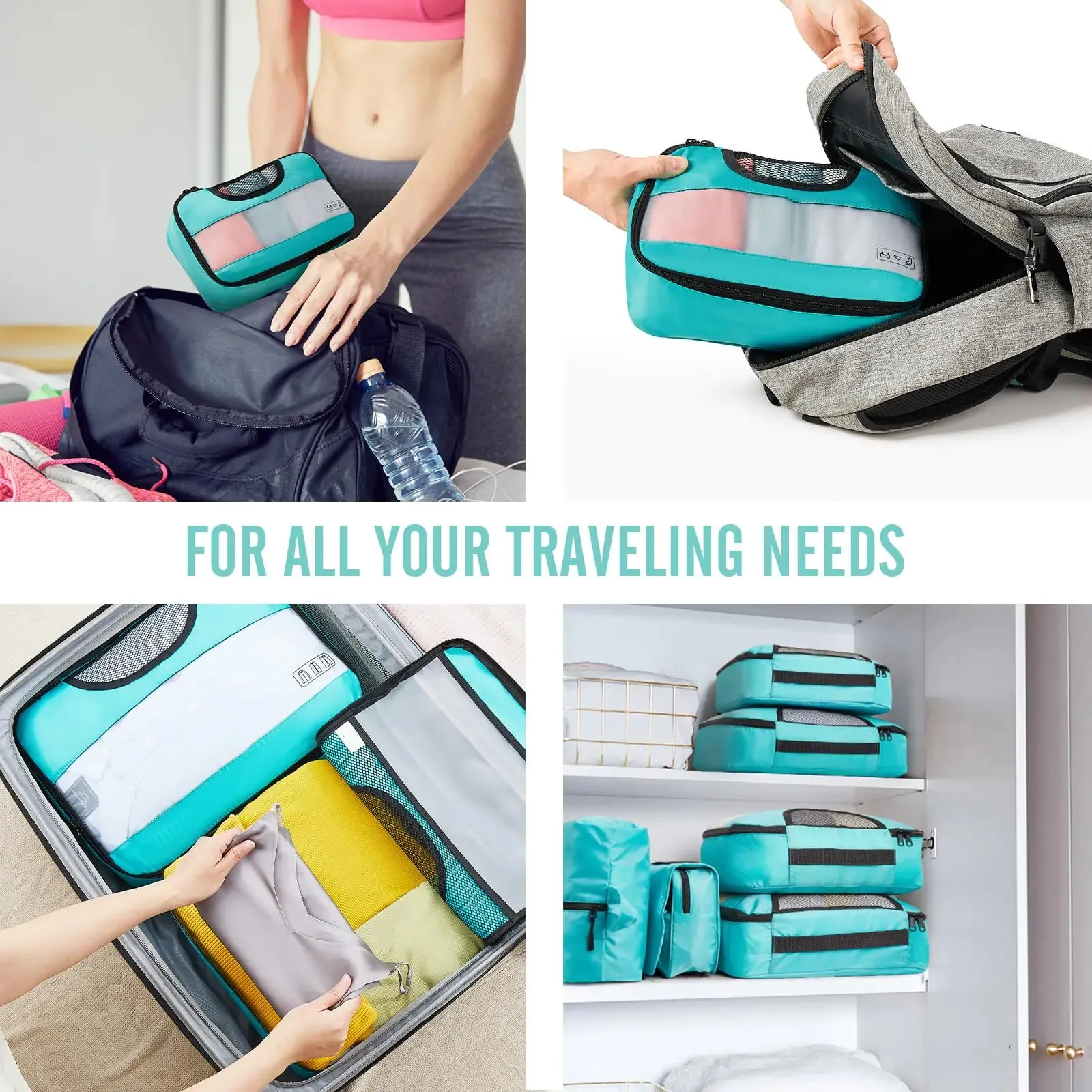 Veken 8 Set Packing Cubes for Suitcases-Travel Bag Organizers for Carry on Luggage