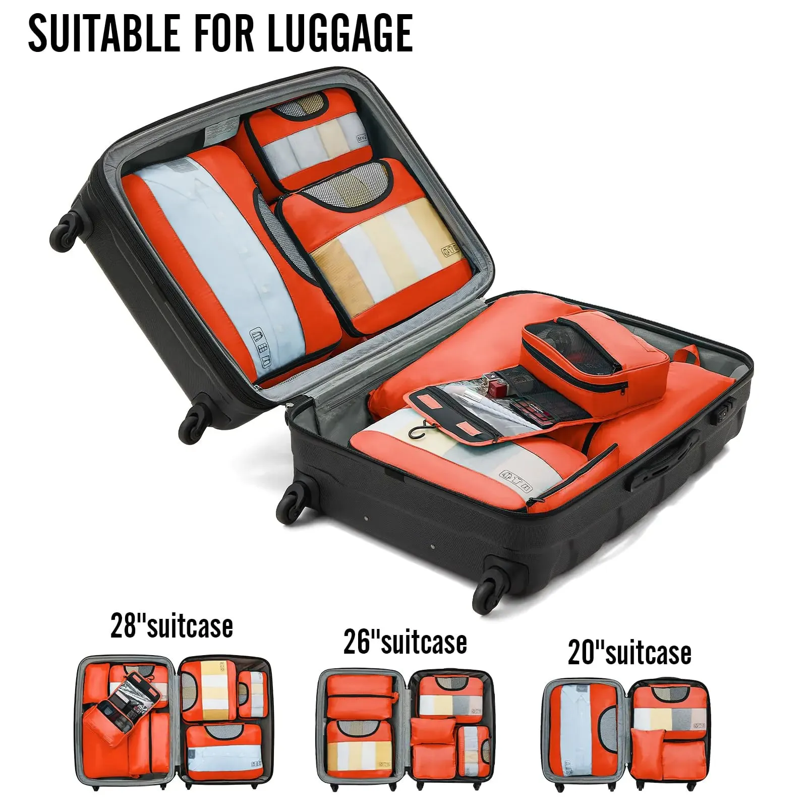 Veken 8 Set Packing Cubes for Suitcases-Travel Bag Organizers for Carry on Luggage
