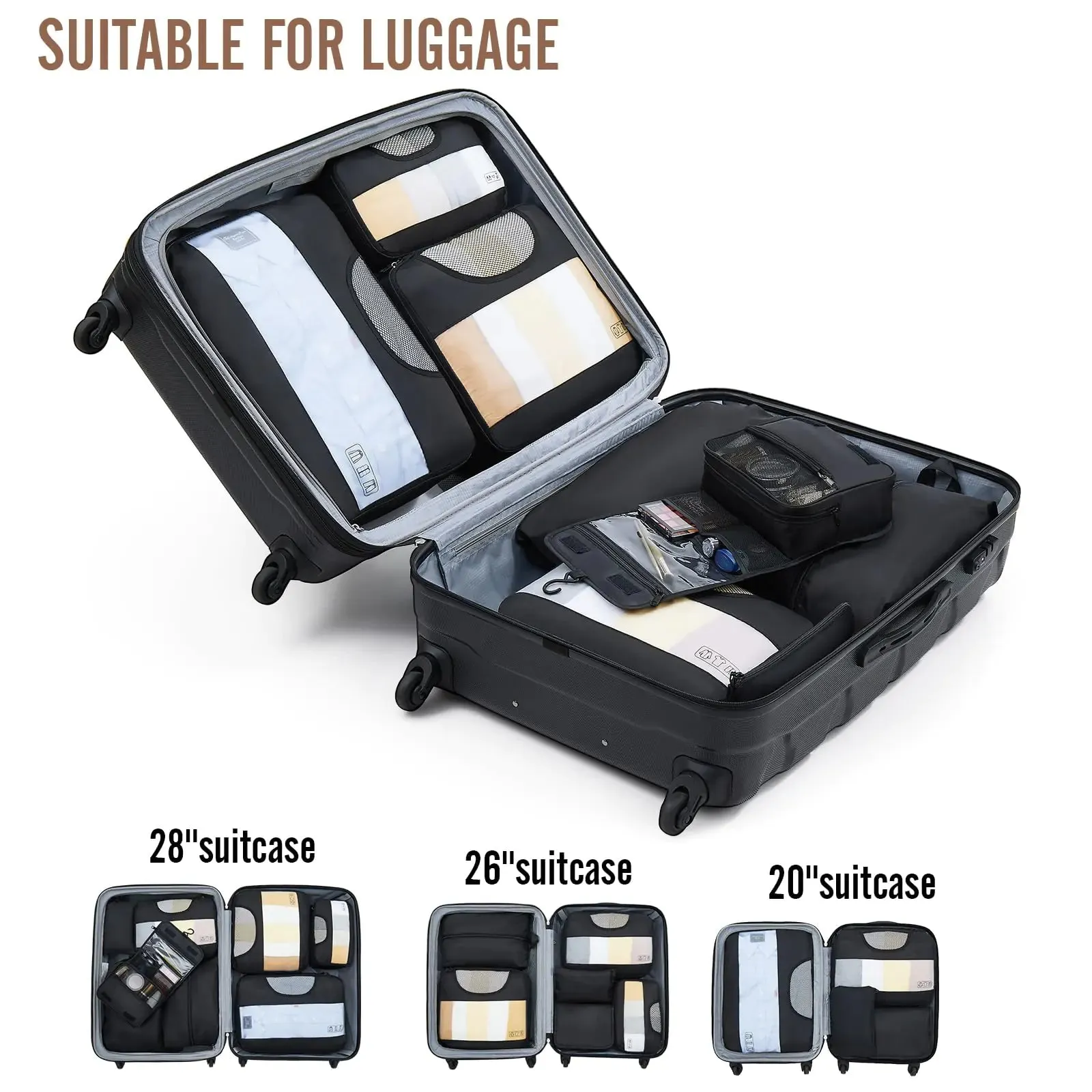 Veken 8 Set Packing Cubes for Suitcases-Travel Bag Organizers for Carry on Luggage