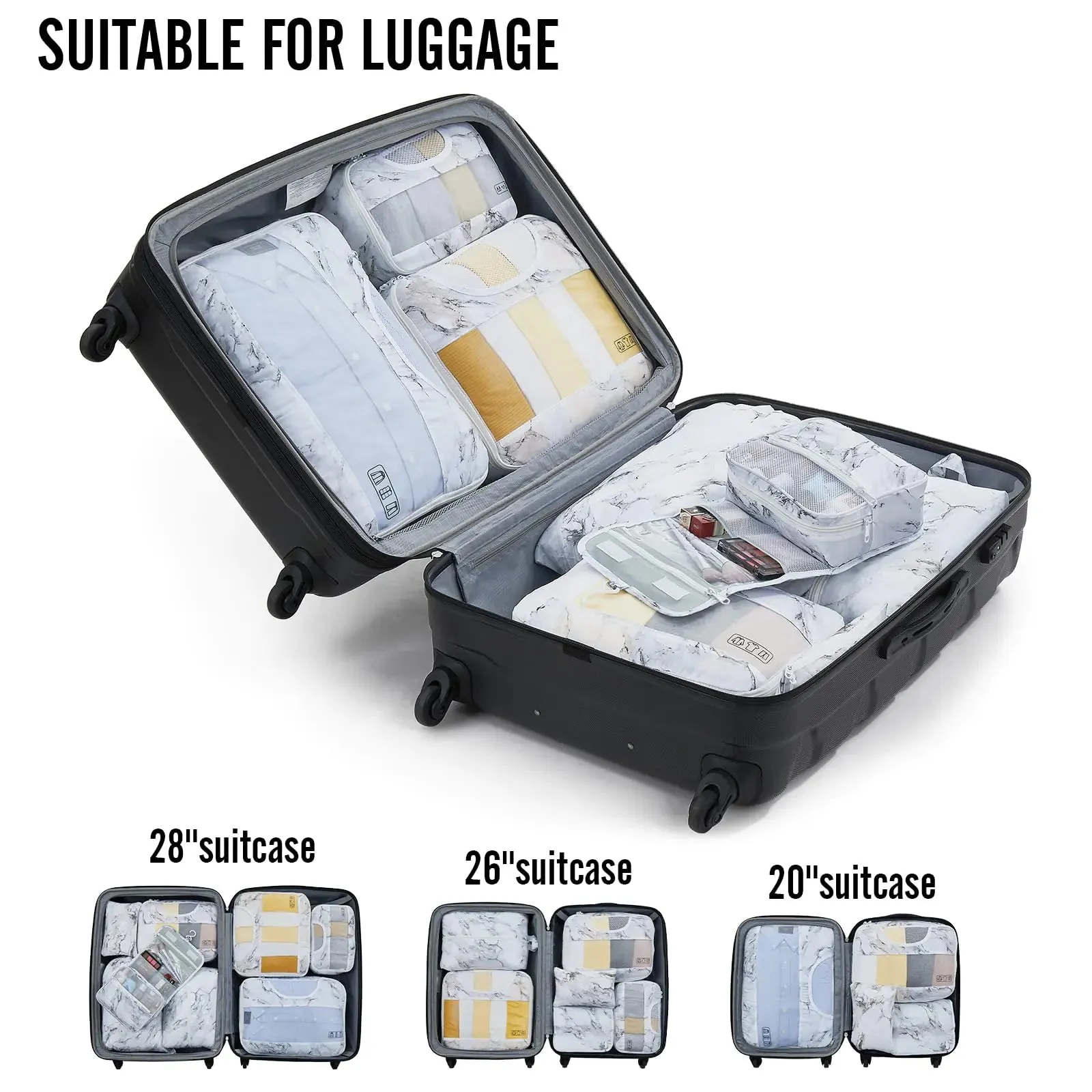 Veken 8 Set Packing Cubes for Suitcases-Travel Bag Organizers for Carry on Luggage