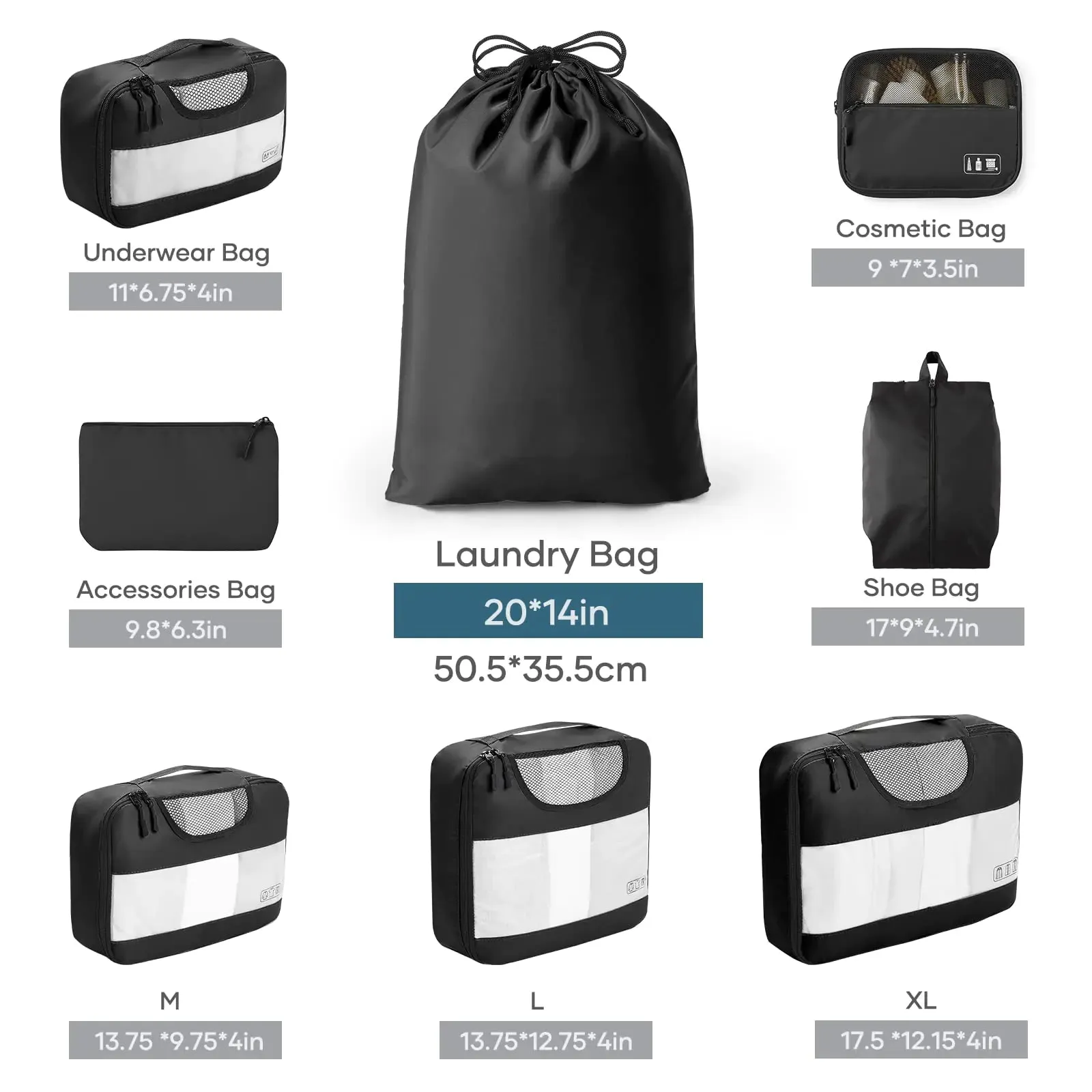 Veken 8 Set Packing Cubes for Suitcases-Travel Bag Organizers for Carry on Luggage