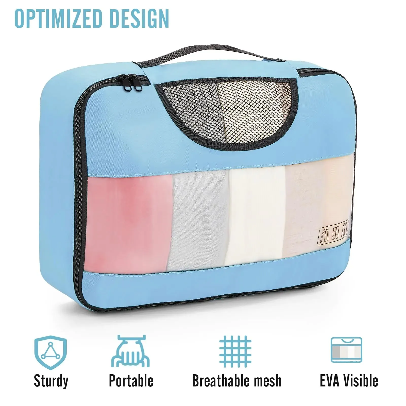 Veken 8 Set Packing Cubes for Suitcases-Travel Bag Organizers for Carry on Luggage
