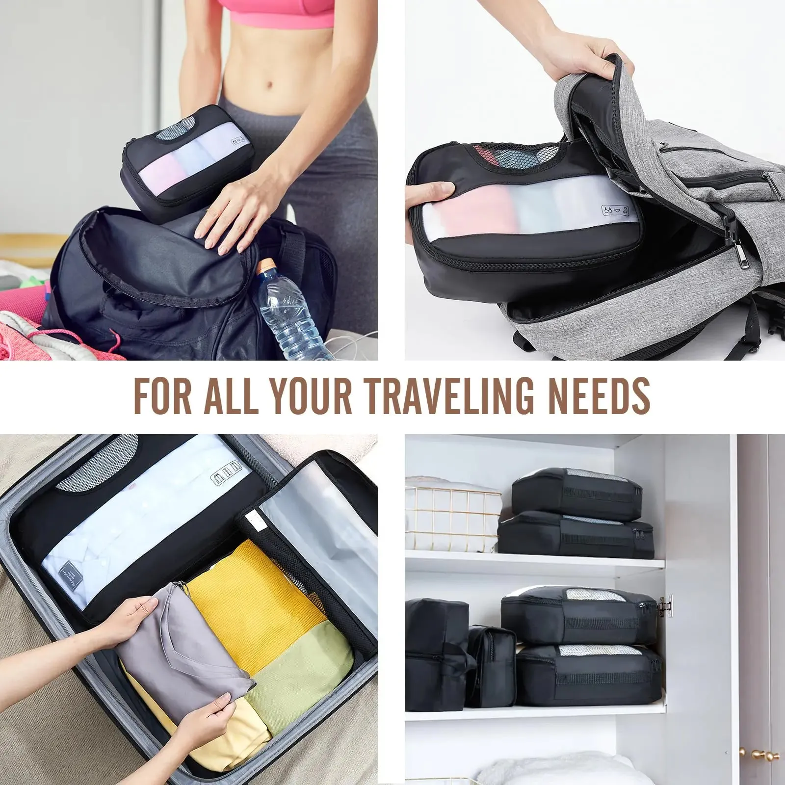 Veken 8 Set Packing Cubes for Suitcases-Travel Bag Organizers for Carry on Luggage