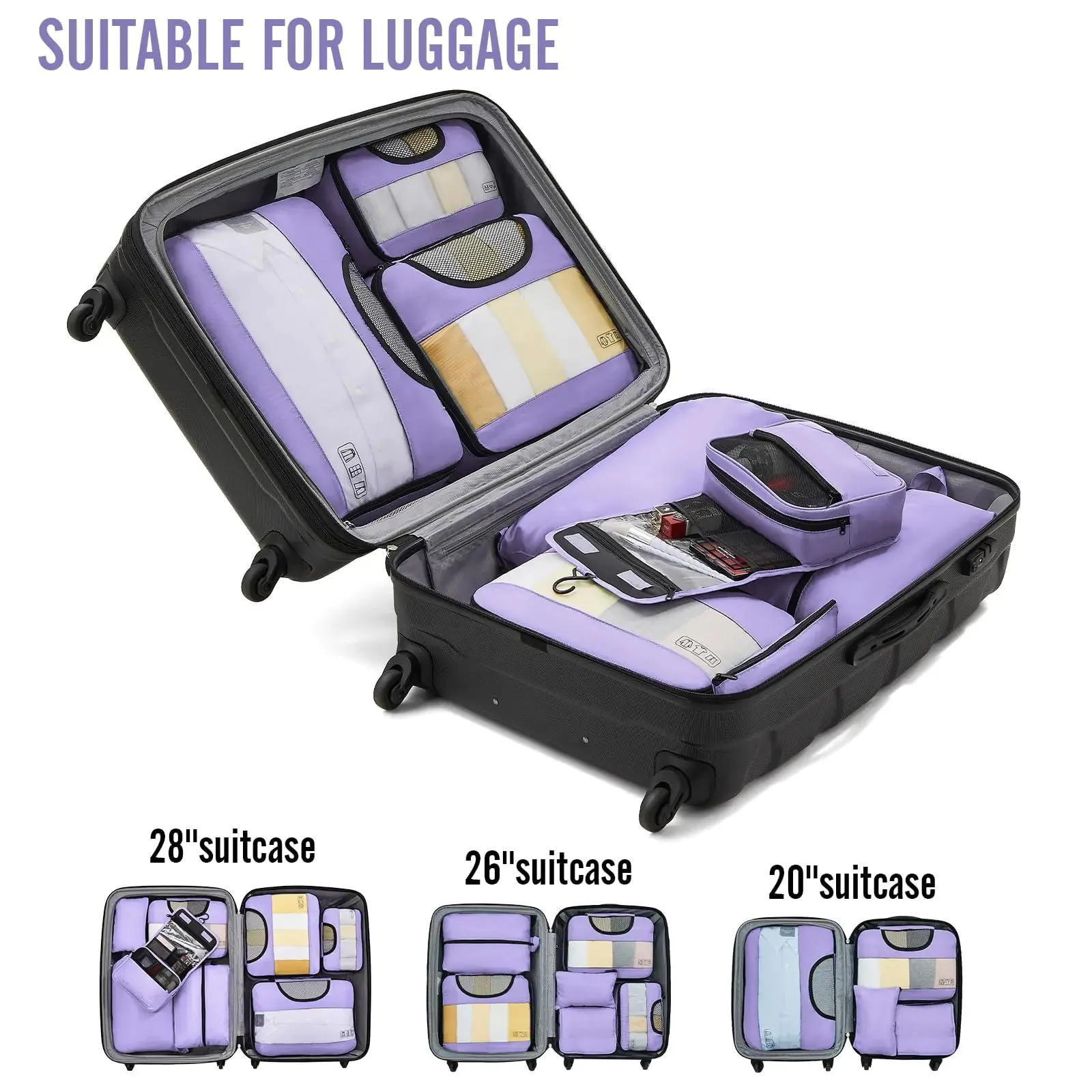 Veken 8 Set Packing Cubes for Suitcases-Travel Bag Organizers for Carry on Luggage