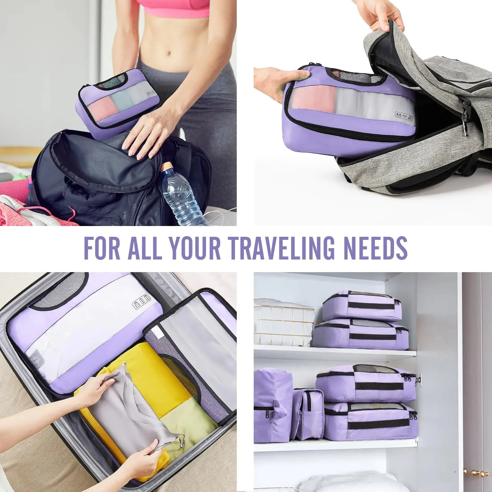 Veken 8 Set Packing Cubes for Suitcases-Travel Bag Organizers for Carry on Luggage