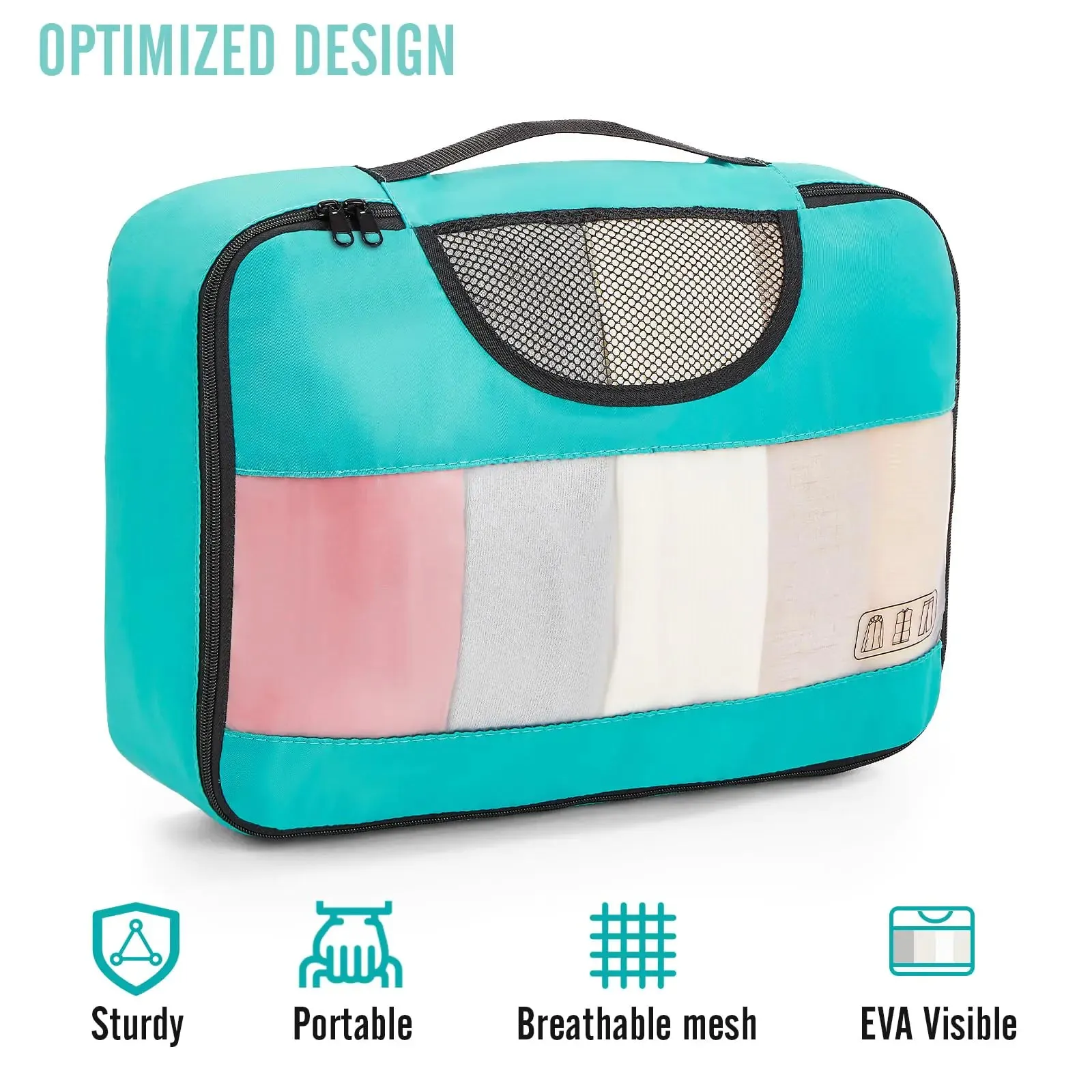 Veken 8 Set Packing Cubes for Suitcases-Travel Bag Organizers for Carry on Luggage