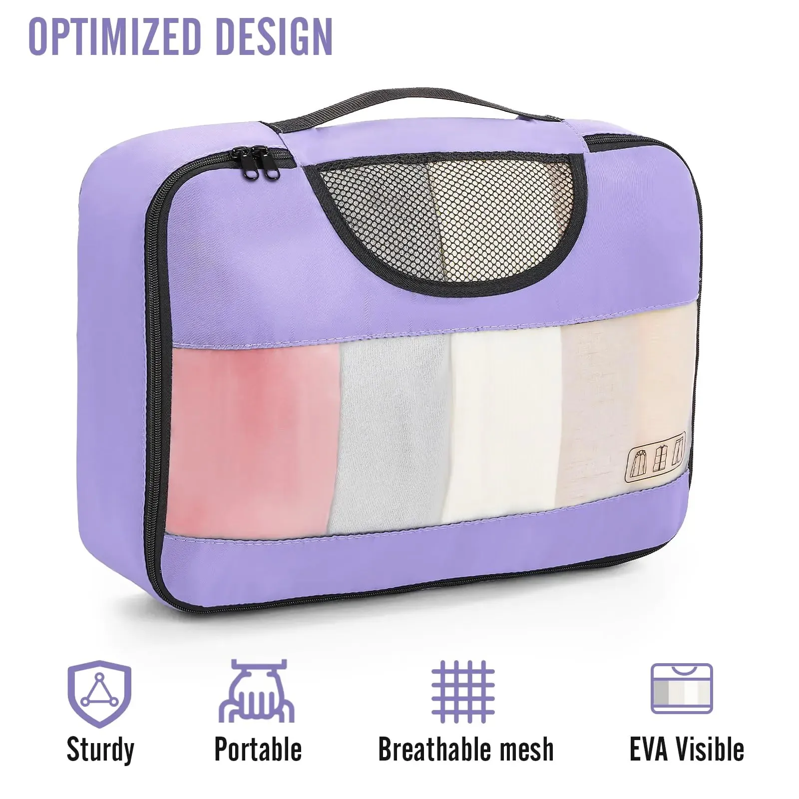 Veken 8 Set Packing Cubes for Suitcases-Travel Bag Organizers for Carry on Luggage
