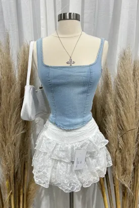 Vinny Denim Top (Light Wash Denim)