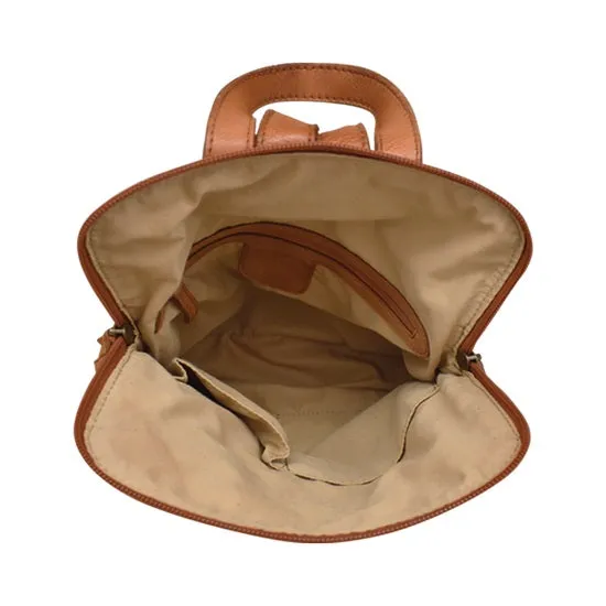 Washed Leather Small Backpack in Scotch