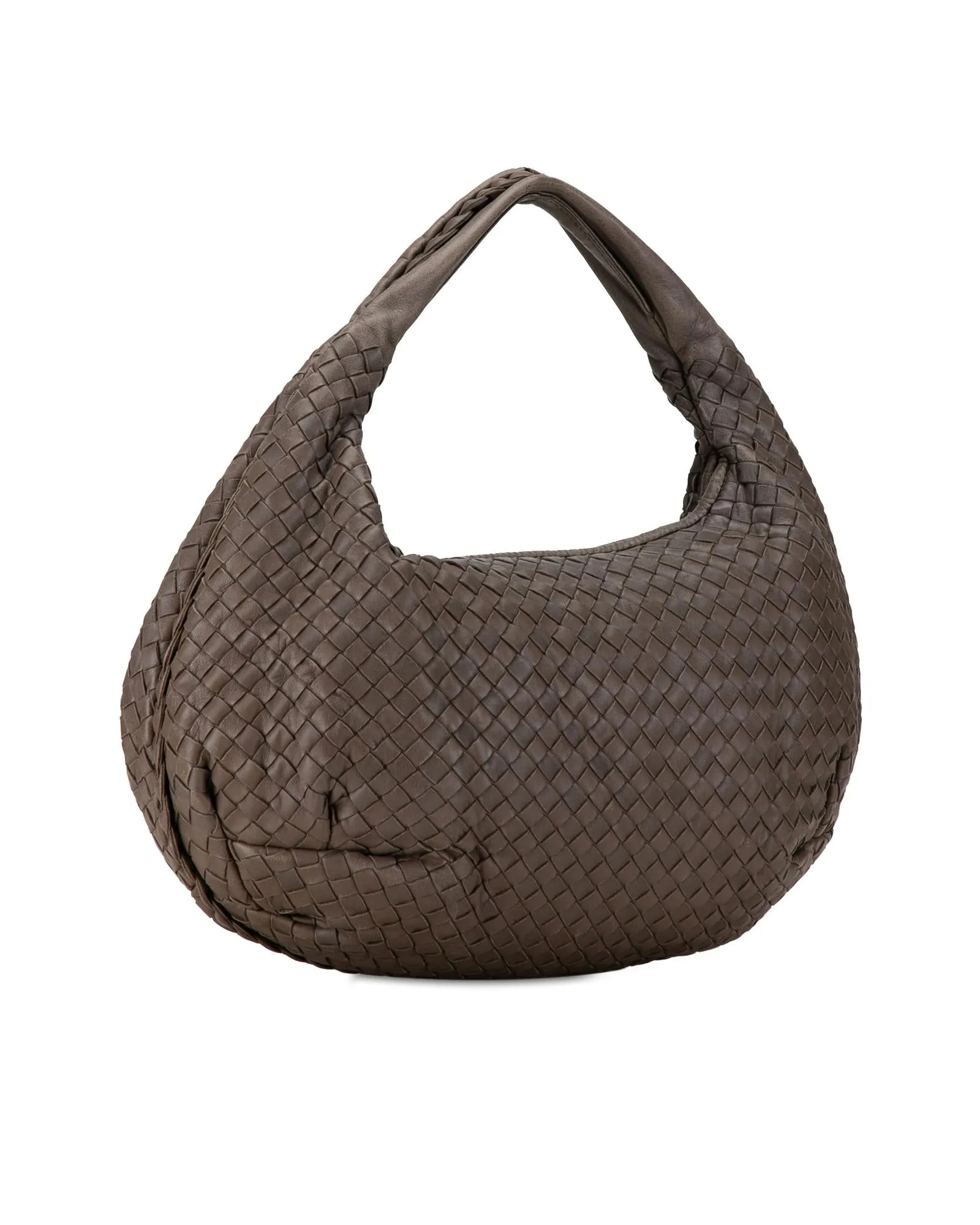 Woven Leather Hobo Bag with Top Zip Closure