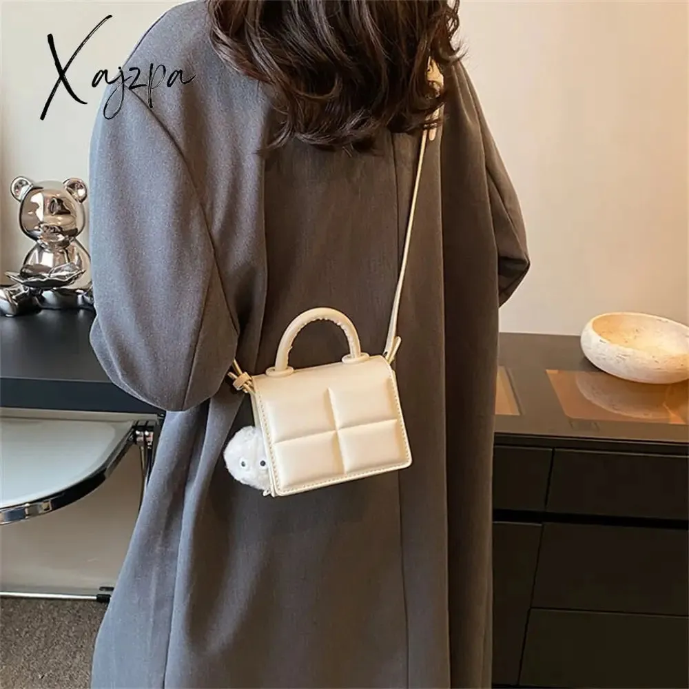 Xajzpa - 2 Size Trend Chocolate Plaid PU Leather Shoulder Crossbody Bags for Women Designer Brand Female Short Handle Handbags and Purses